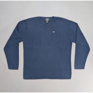 Polo Jeans Co Ralph Lauren Blue Rib Knit Sweater XL RL Flag Logo Made in Japan